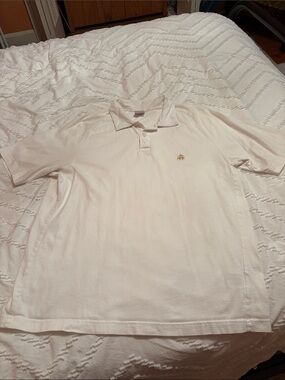 Brooks Brothers Cream Short-Sleeve Polo with Embroidered Logo